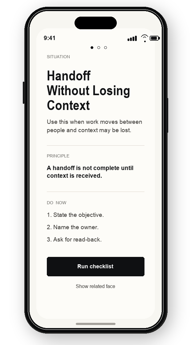 RDAC field sheet for a handoff without losing context